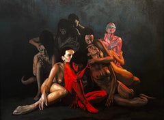 "Stages of Grief" by Rizaldy - Disrupted Realism Dark Figurative Nude Painting