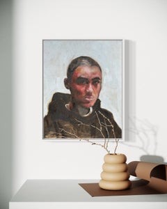 "El cobarde" - Realismo expresionista Autorretrato Pintura al óleo en paleta apagada