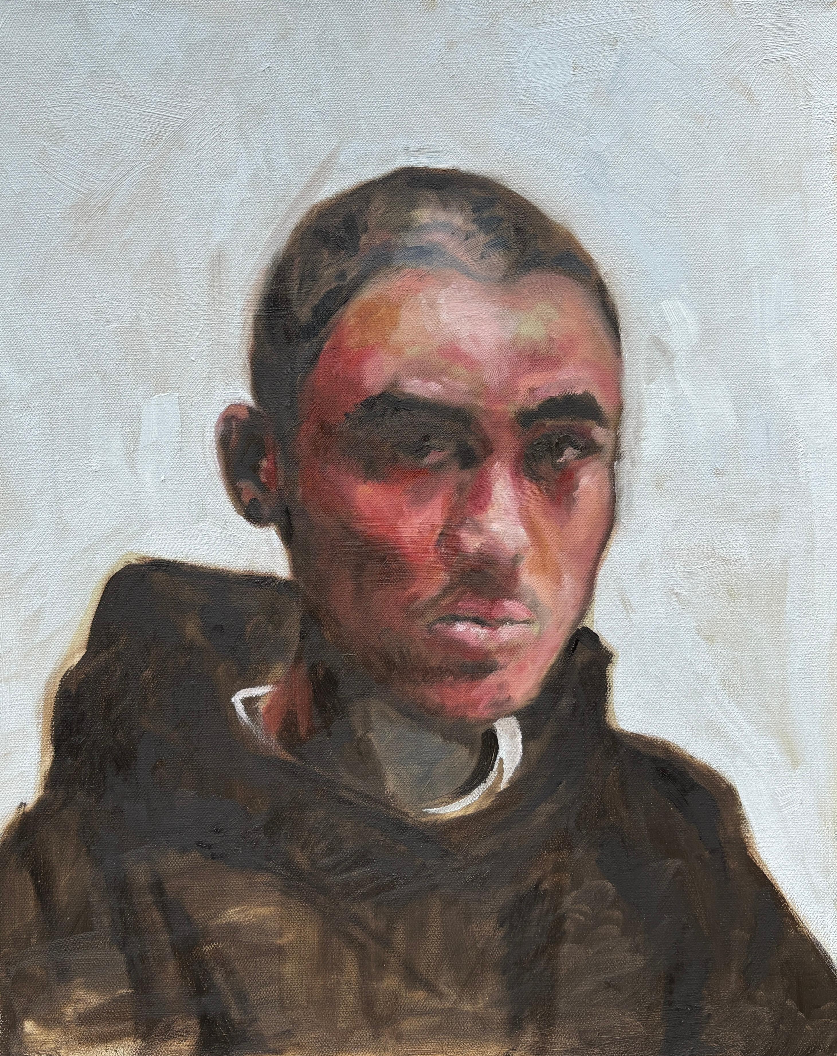 "Il codardo" di Rizaldy - Autoritratto d'artista in pittura ad olio realista contemporanea