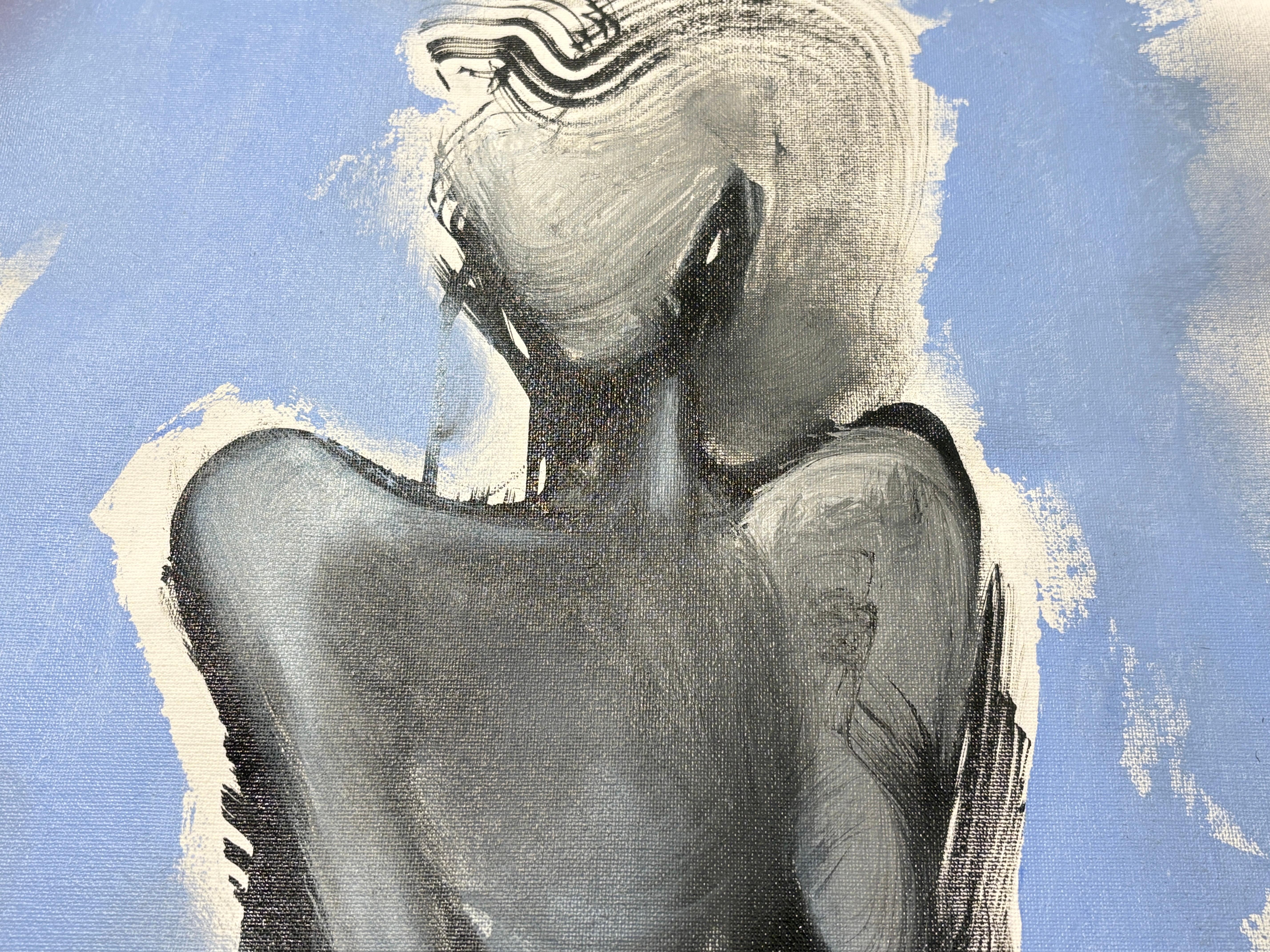 „Die Form ihrer Affection“ von Rizaldy – Abstrakte figurative Figuration in Schwarz und Blau im Angebot 2