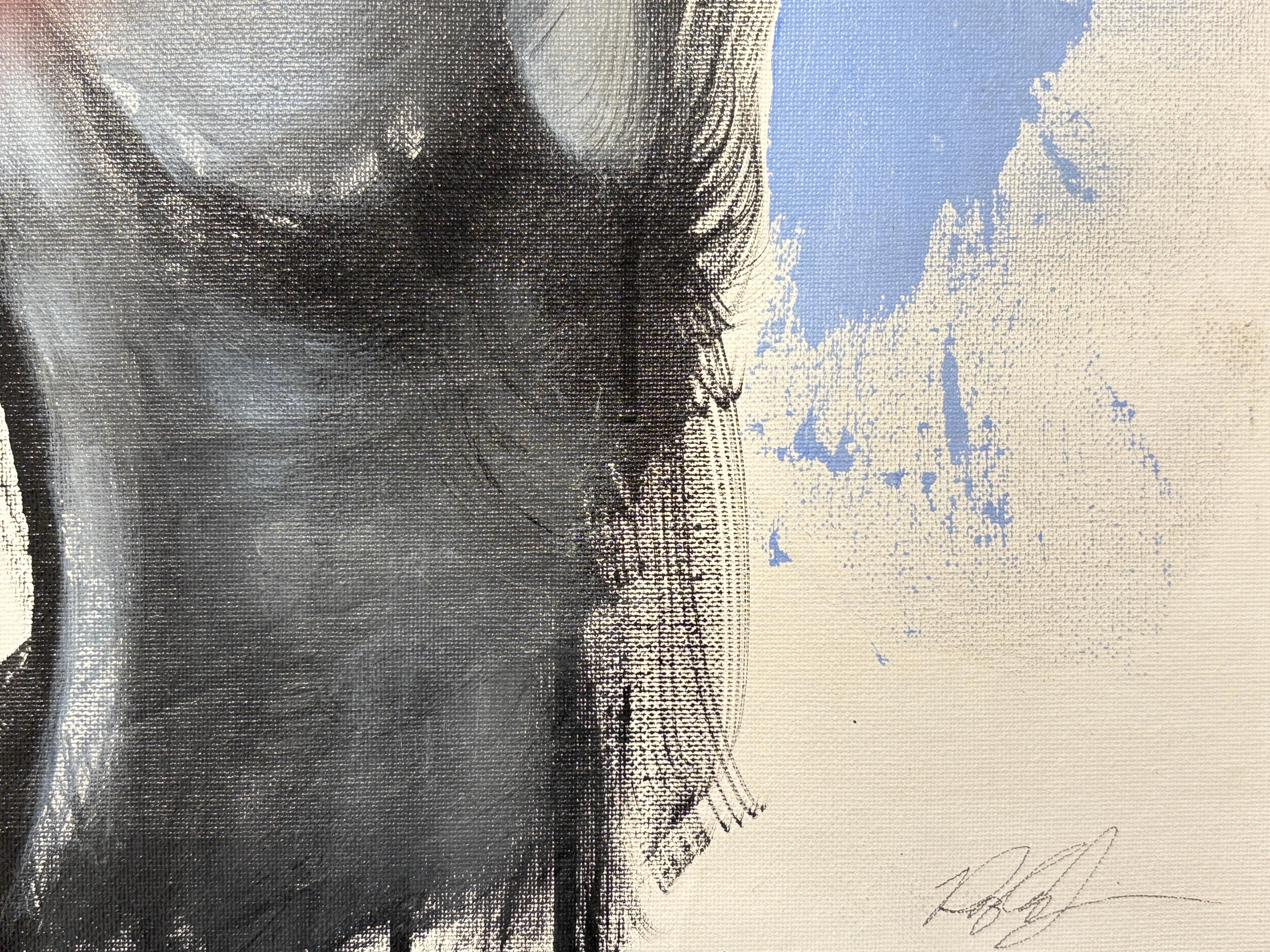 „Die Form ihrer Affection“ von Rizaldy – Abstrakte figurative Figuration in Schwarz und Blau im Angebot 3
