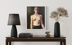 "La fille aux cicatrices" - Peinture à l'huile figurative expressive Femme blonde nue