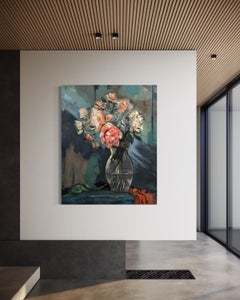 "Timeless Grace" - Modern Still-Life Artwork Vibrant Colorful Flowers in Vase