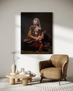 "Undeniable" - Realist Expressionist Chiaroscuro Nude Figurative in Dark Palette