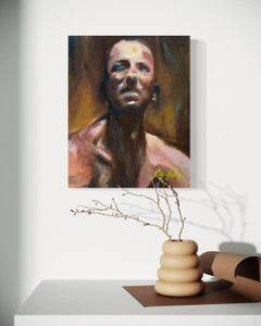 "Untitled" - Earth Tone Contemporary Expressionism Oil Painting of a Man