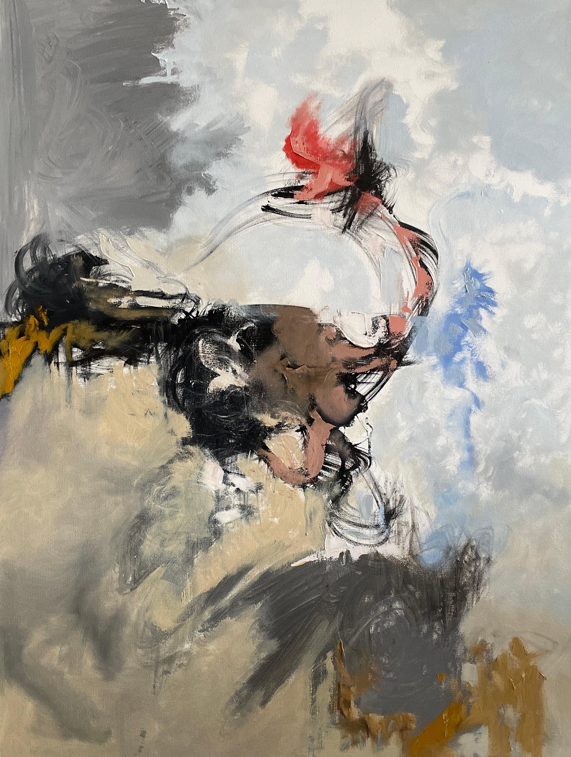 Morte dell'ego" di Rizaldy - Astratto onirico - Rosso, nero, ocra, blu
