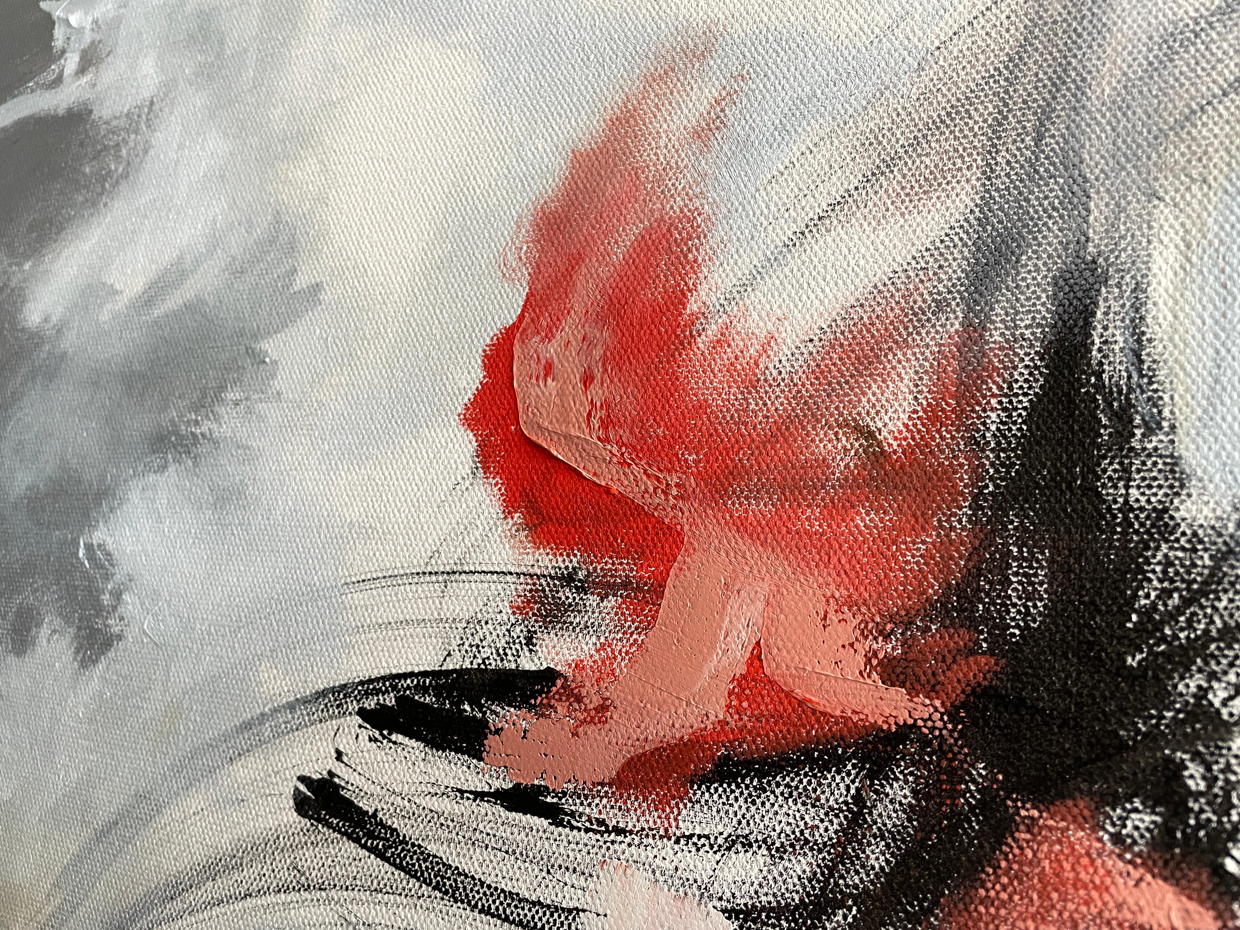 'Death of the Ego' by Rizaldy - Dreamlike Abstract - Red, Black, Ochre, Blue For Sale 1