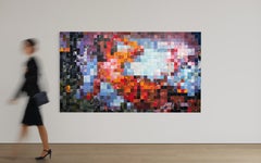 "Woman on Fire" Large Mixed Media Triptych on Wood Panel, Contemporary Painting