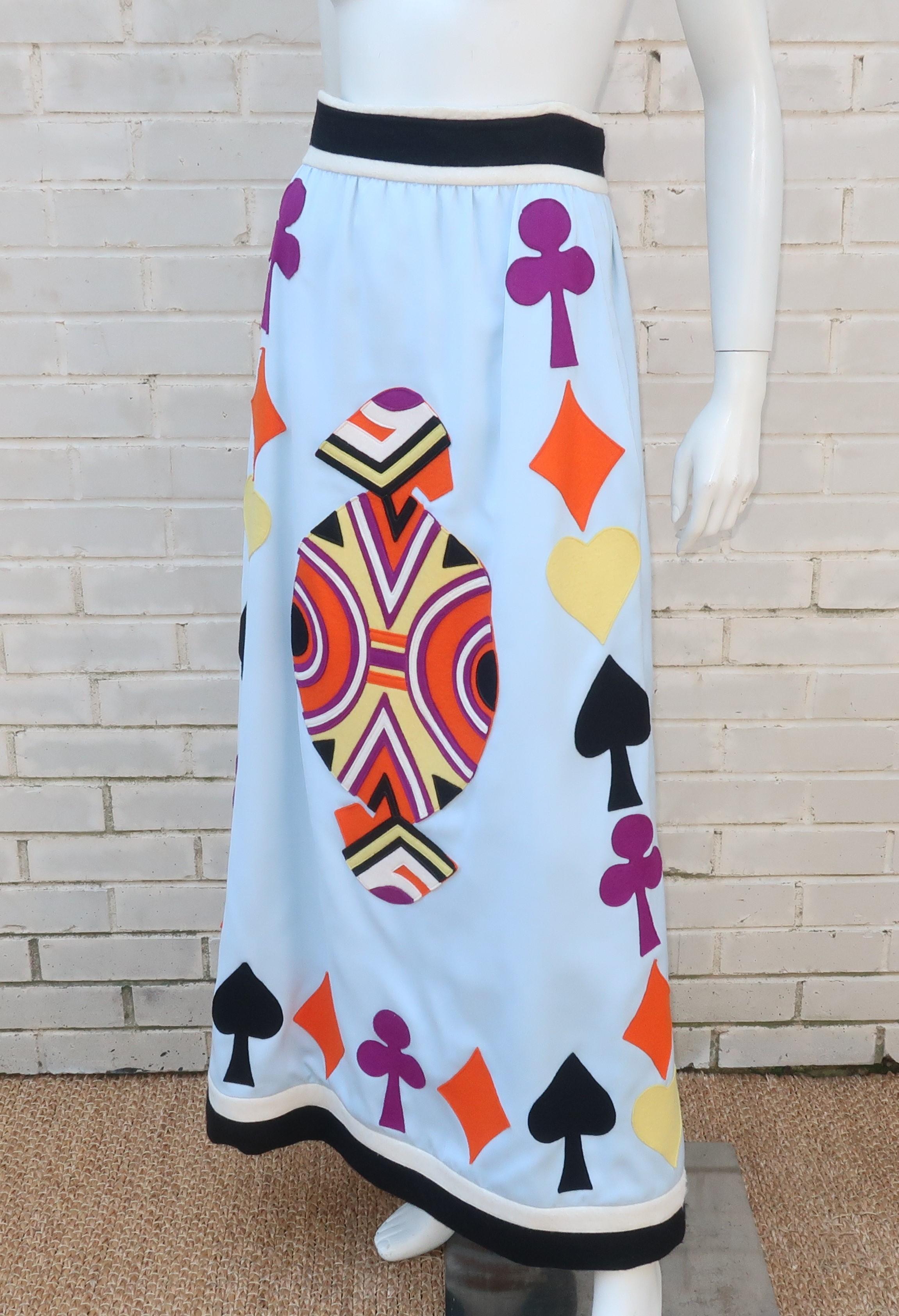 Rizkallah for Malcom Starr Attributed Playing Cards Maxi Skirt, C.1970 In Good Condition In Atlanta, GA