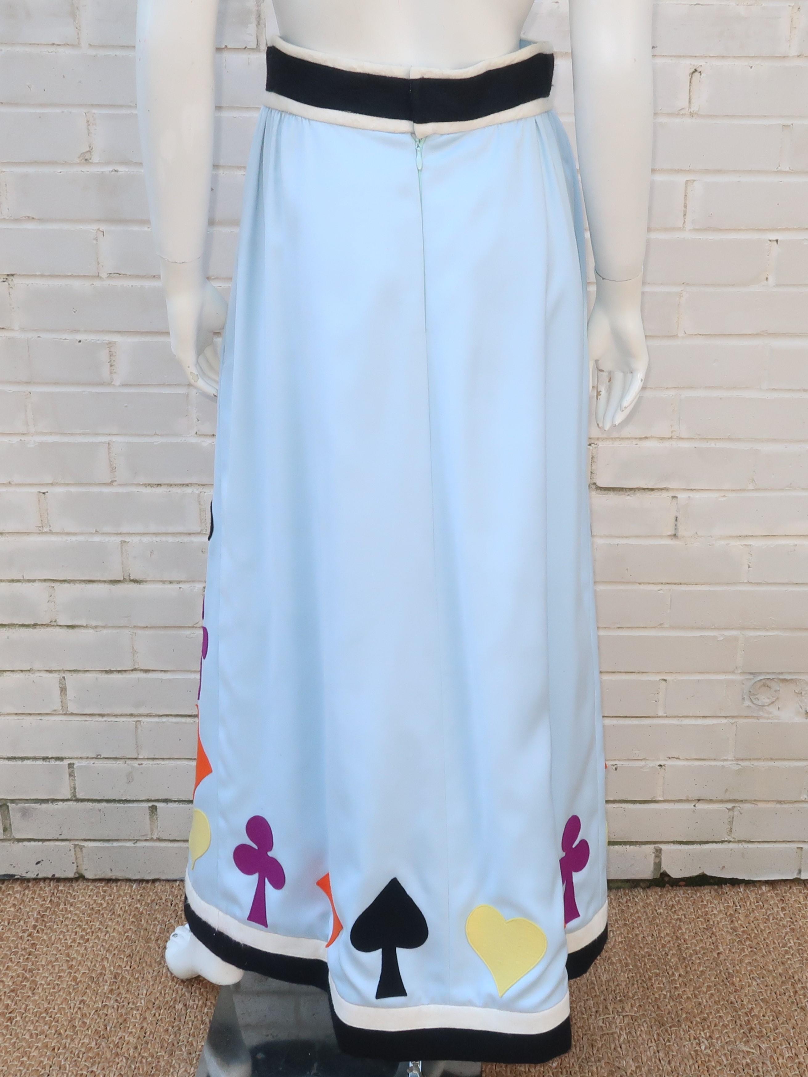 Women's Rizkallah for Malcom Starr Attributed Playing Cards Maxi Skirt, C.1970