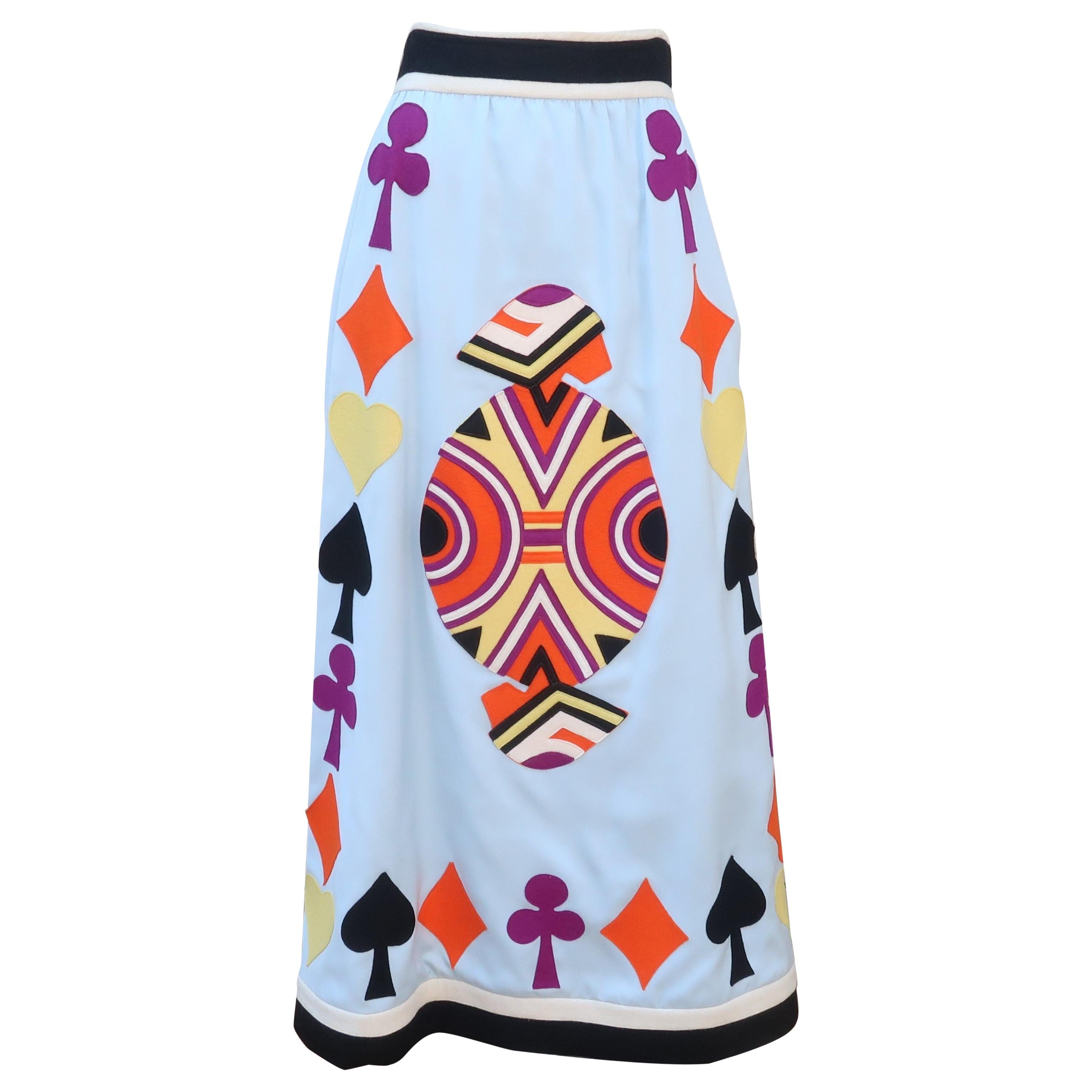 Rizkallah for Malcom Starr Attributed Playing Cards Maxi Skirt, C.1970