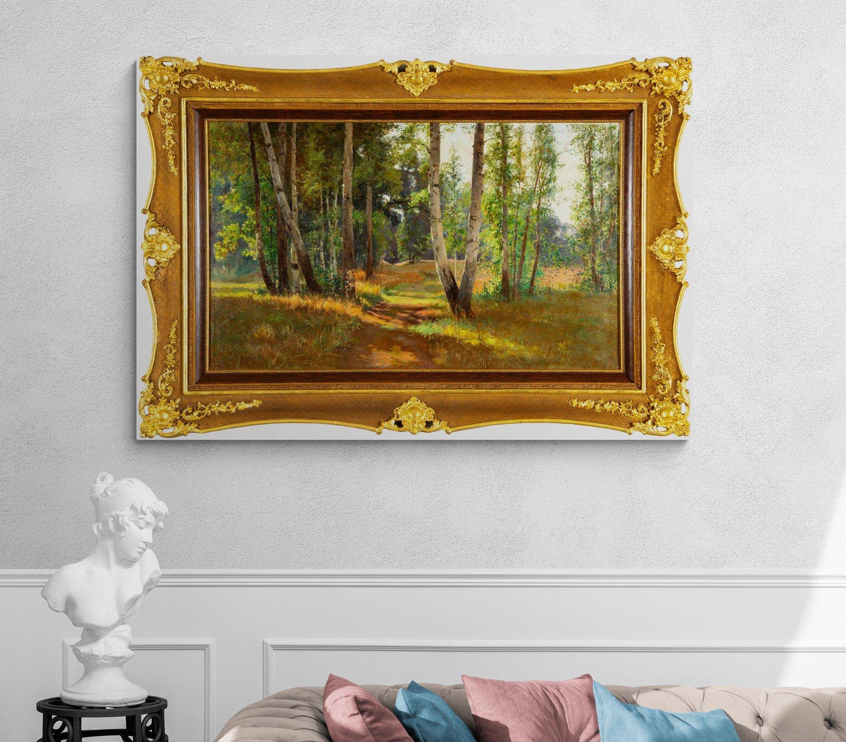 Vue d'un sous bois, tableau daté 1901, huile sur toile de Feodor Petrovich Rizni For Sale 2