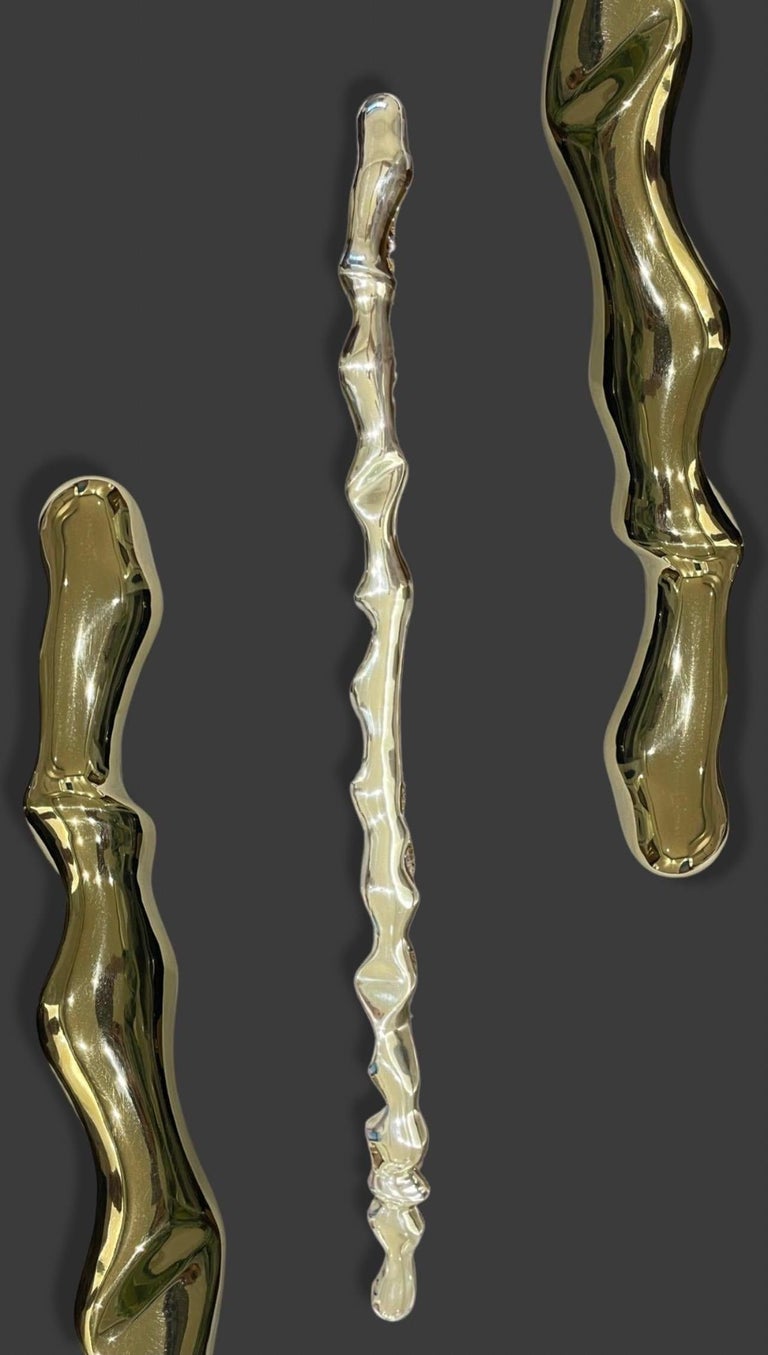 Rizo Fluid Door Pull Handle Handcrafted in Brass For Sale at 1stDibs