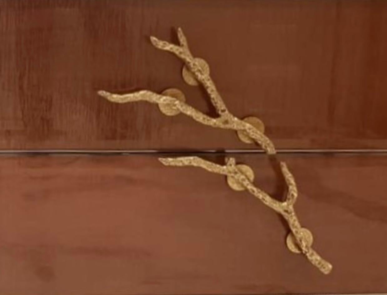 Organic Modern Rizo Galho Editions Door Pulls In Sculpted Brass For Sale