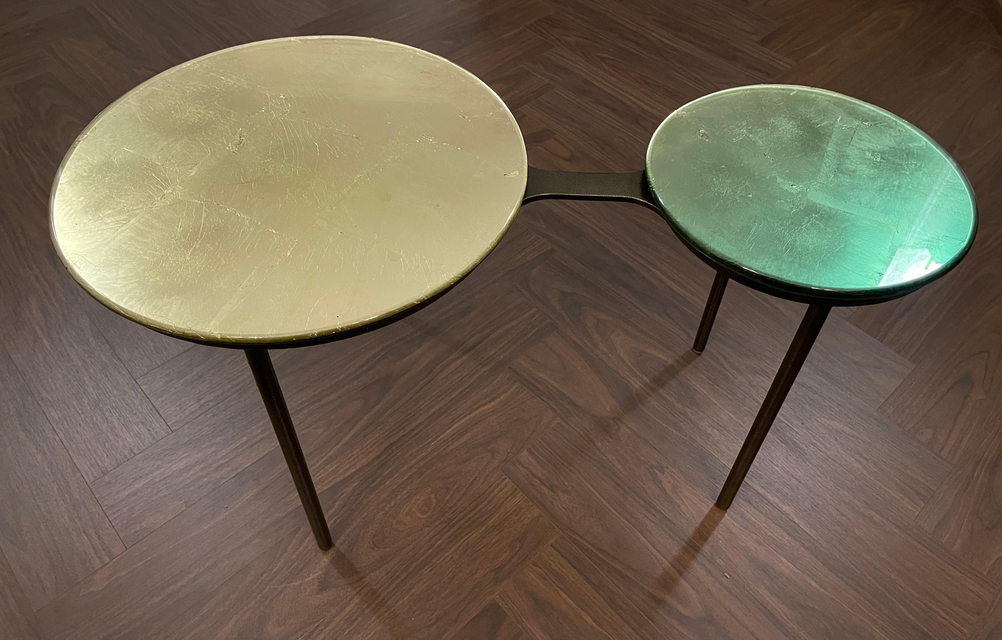 Modern Rizo Getsumei Coffee Table in Artisanal Glass and Metal For Sale