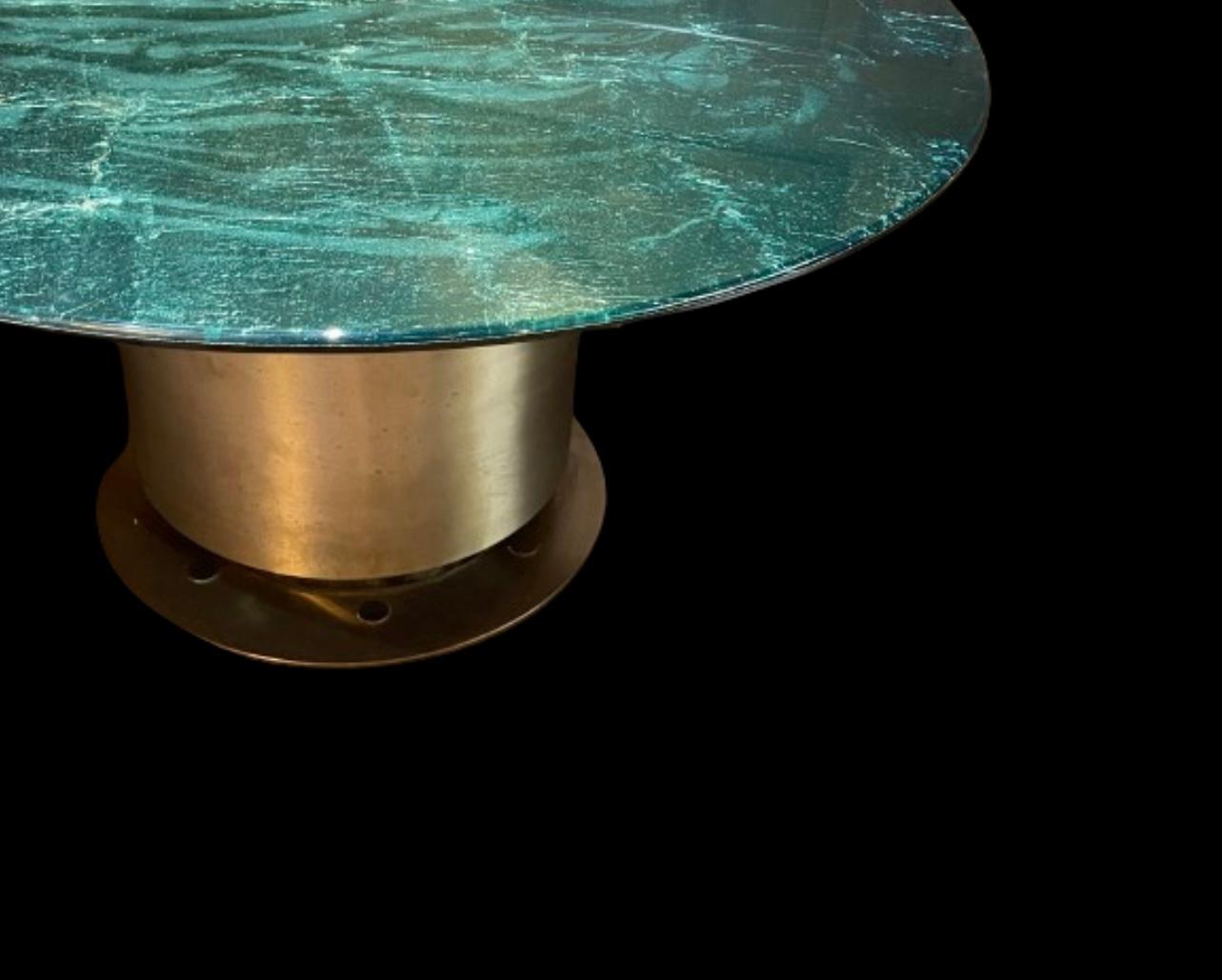 Indien Table centrale des éditions Rizo Getsumei en verre artisanal et métal en vente