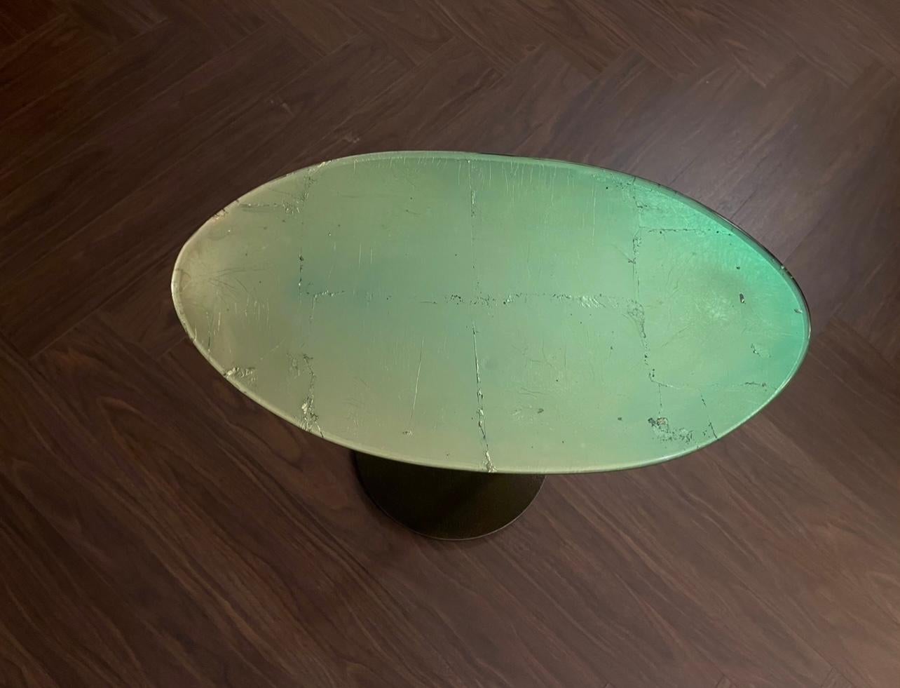 Modern Rizo Getsumei Side Table In Artisanal Glass and Metal For Sale