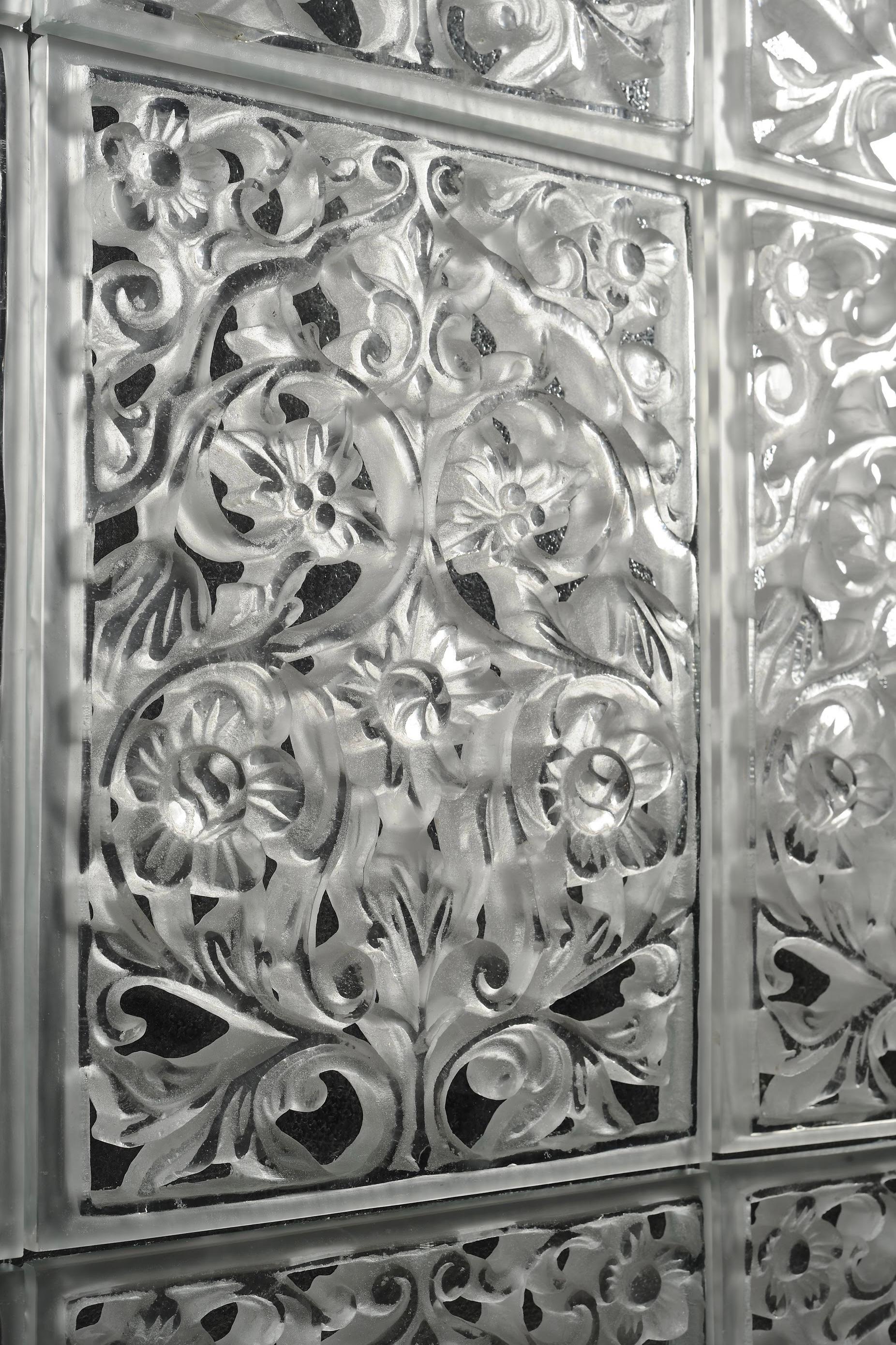 Hand-Crafted Rizo Imperial Crystal Partition Screen With Capitals  For Sale