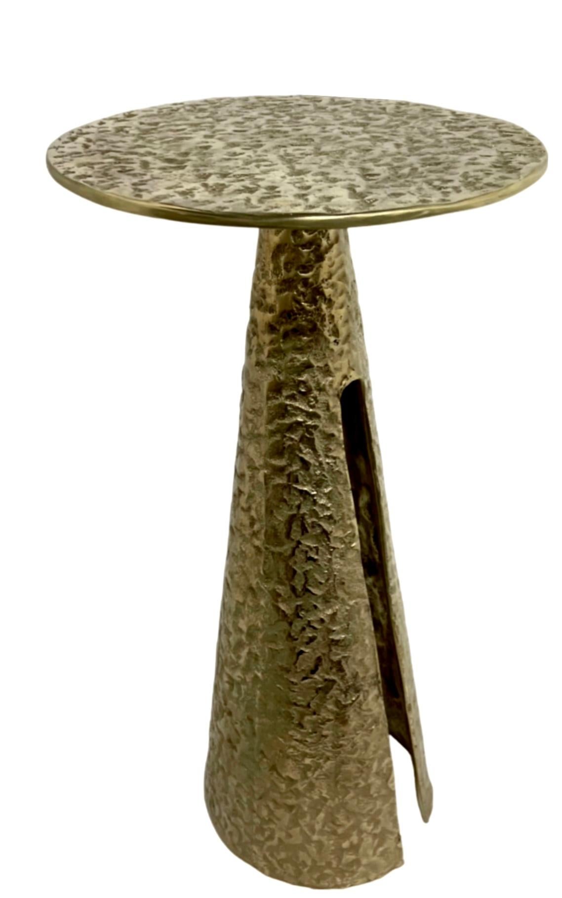 Indian Rizo Konne Side Table In Solid Brass For Sale