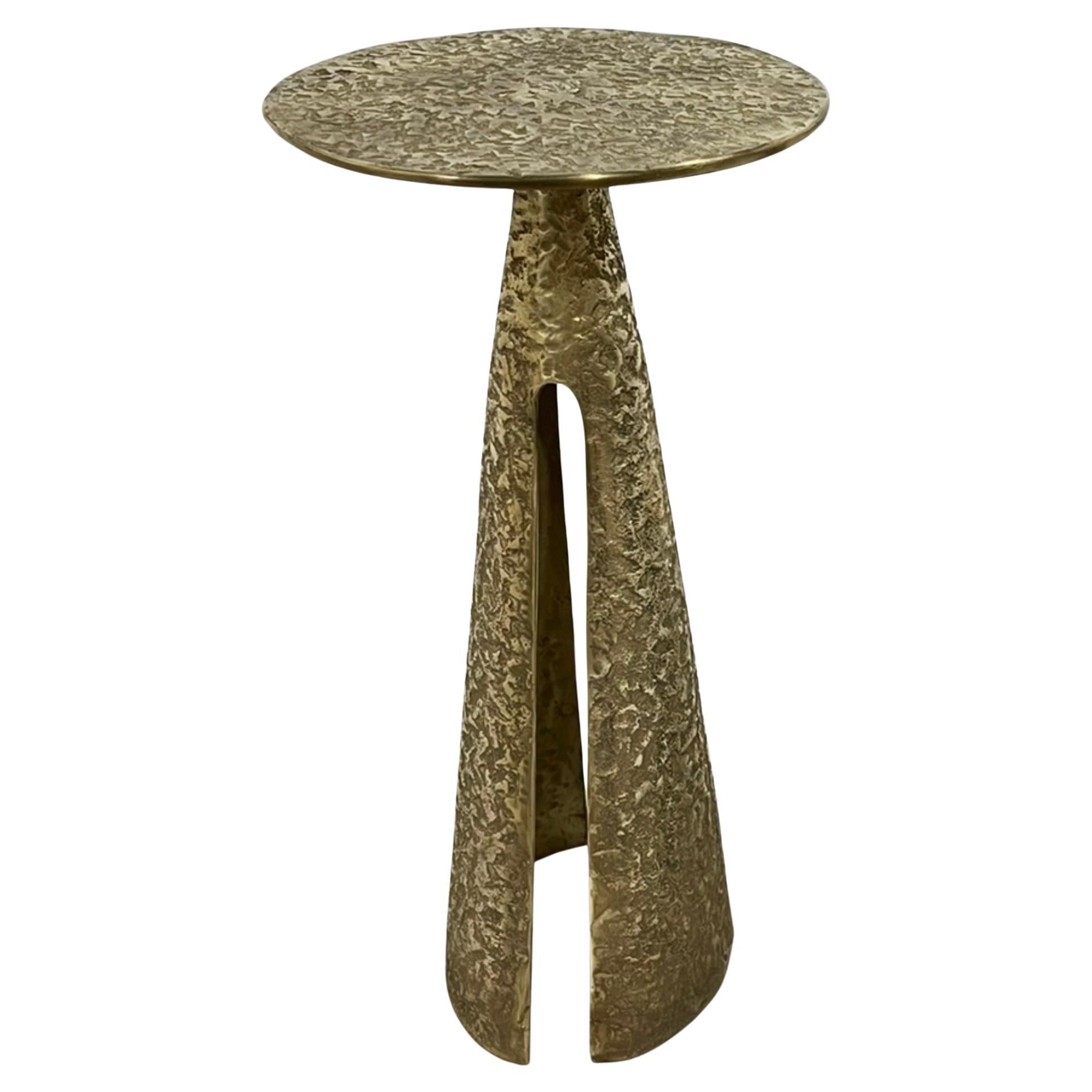 Rizo Konne Side Table In Solid Brass For Sale