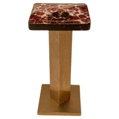 Rizo Qube Plum Side Table In Metal and Cast Glass 