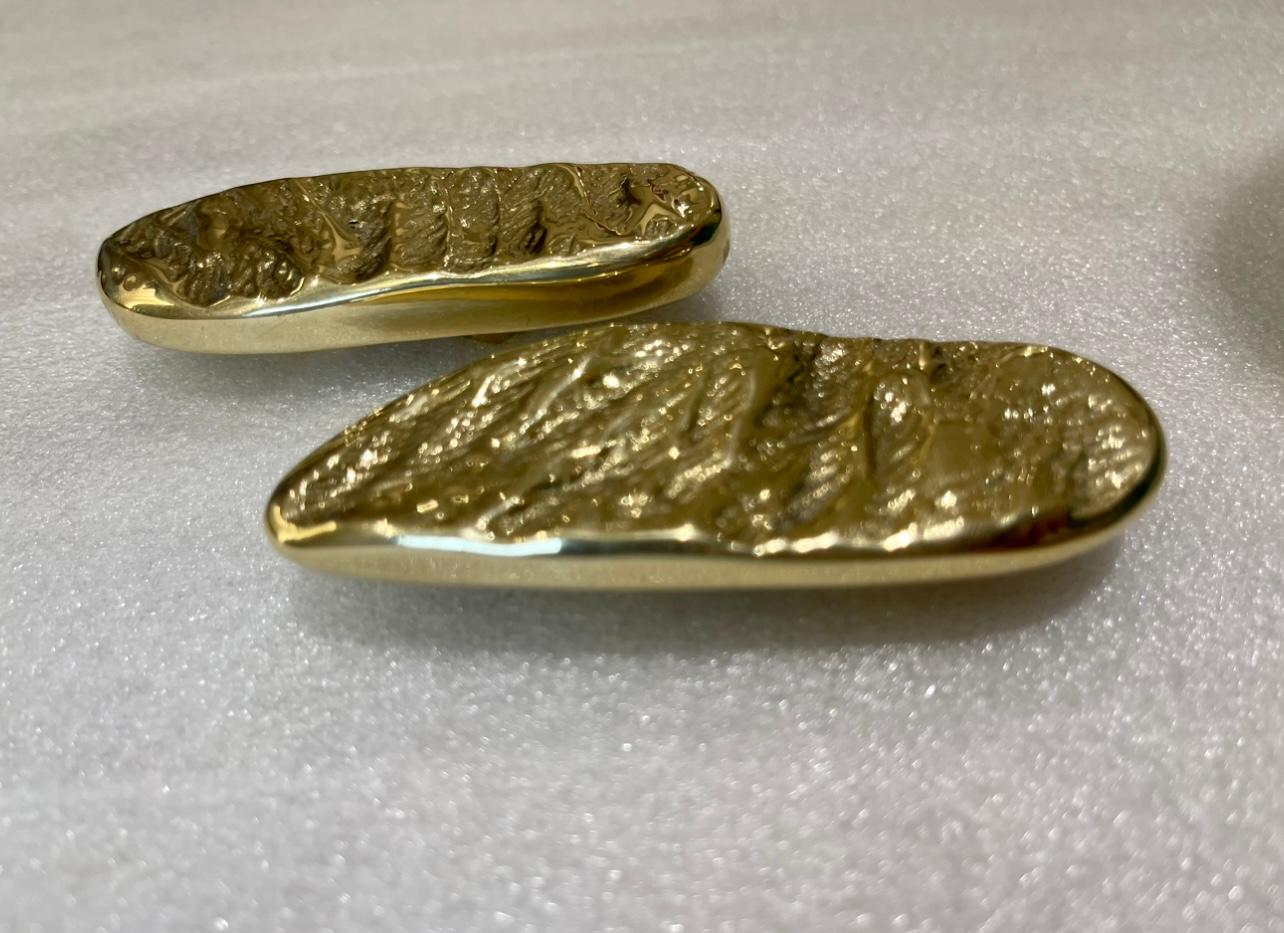 Indian Rizo Roccora Pebble Door Pull In Brass For Sale