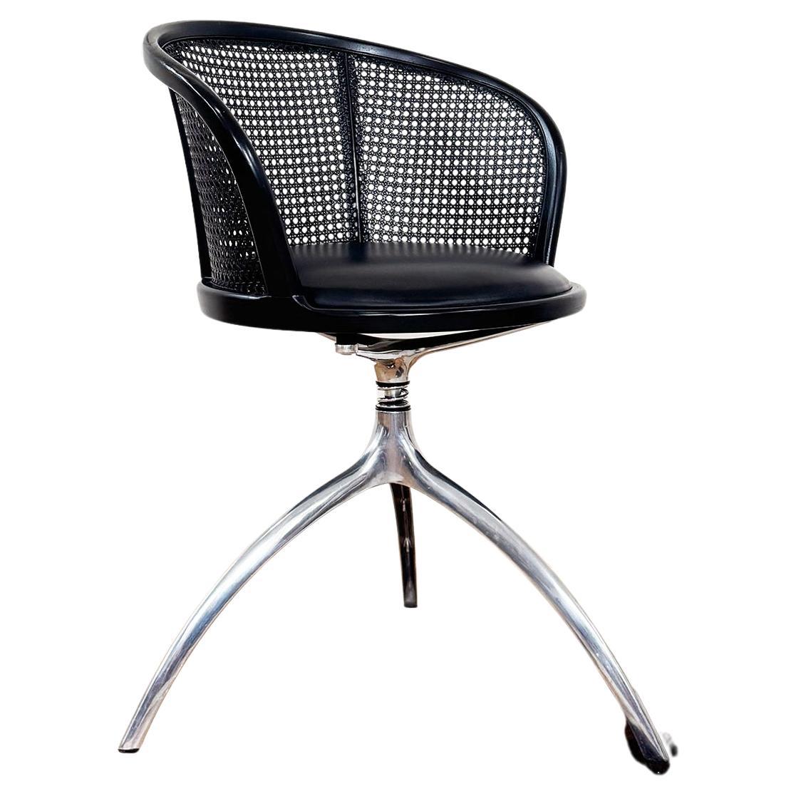 Rizzatto Alias 901 Young Lady Chair avec assise noire et structure en aluminium canné
