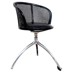 Rizzatto Alias 901 Young Lady Chair avec assise noire et structure en aluminium canné