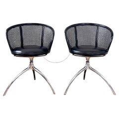 PAIR Rizzatto Alias 901 Young Lady Chair avec assise noire et structure en aluminium Cane - 2 pièces