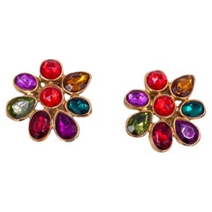 Vintage RJ Graziano Colorful Stone Clip earrings