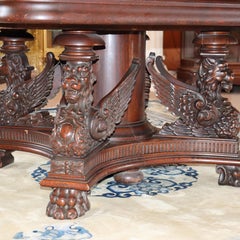RJ Horner 154" Winged Griffin Oak Banquet or Conference Table with Eight Leaves