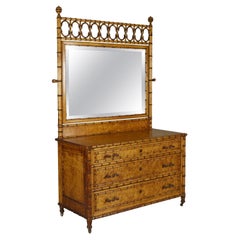 Antique R.J. Horner Aesthetic Movement Faux Bamboo Birdseye Maple Dresser