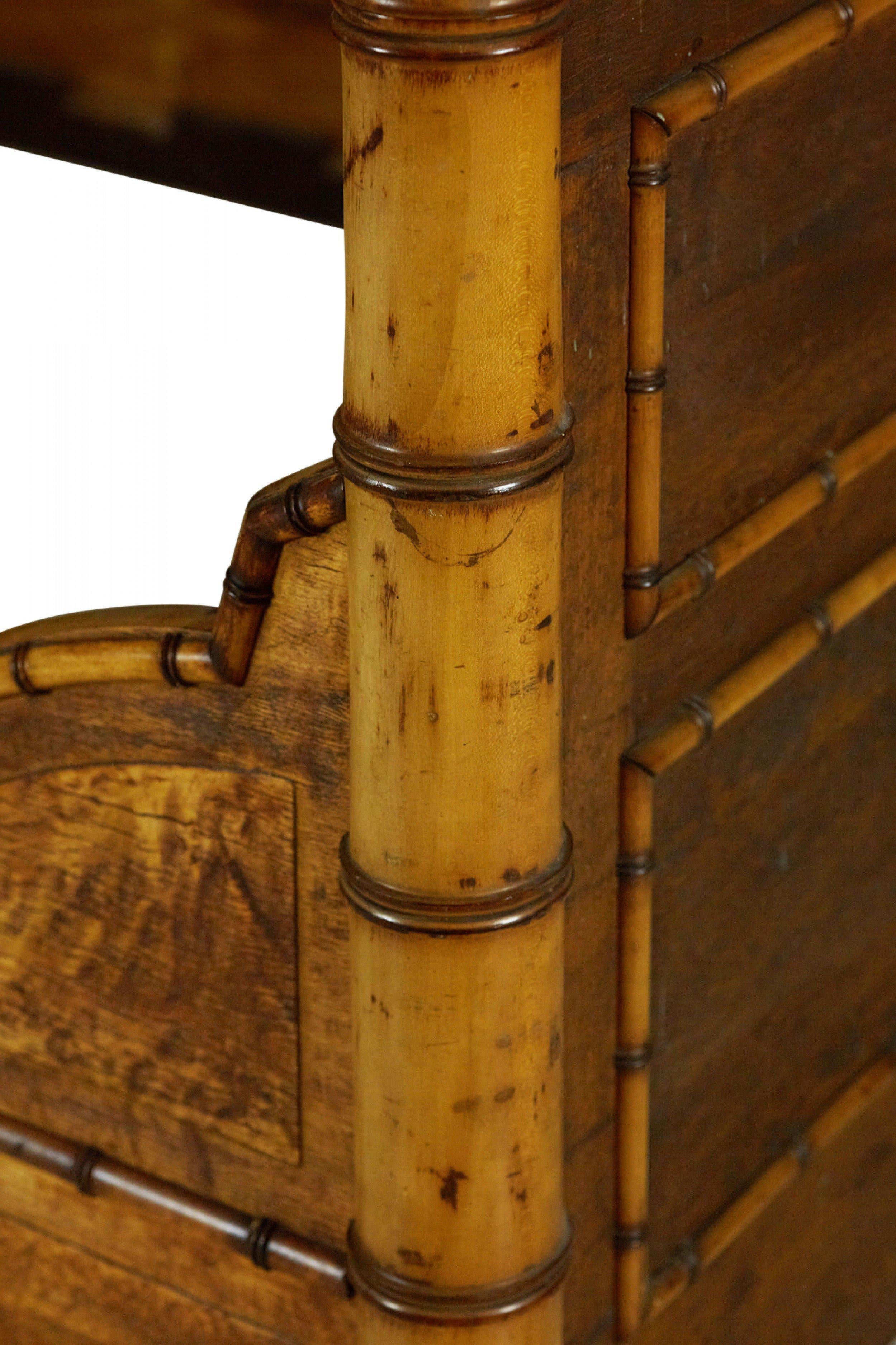 R.J. Horner Aesthetic Movement Faux Bamboo Birdseye Maple Full Bed For Sale 6