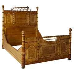 R.J. Horner Aesthetic Movement Faux Bamboo Birdseye Maple Full Bed