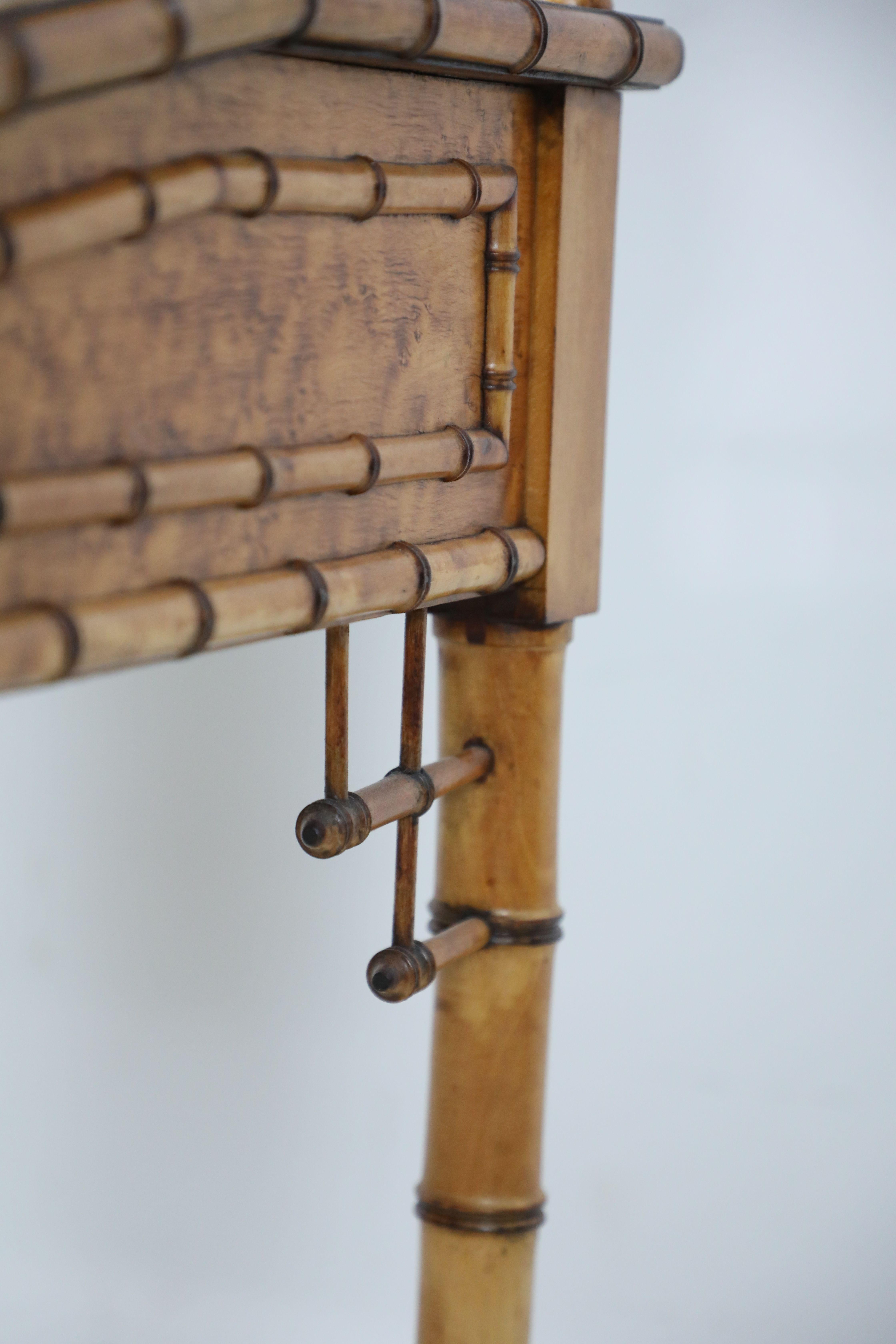 R.J. Horner Aesthetic Movement Faux Bamboo Birdseye Maple Writing Desk For Sale 9