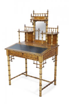 R.J. Horner Aesthetic Movement Faux Bamboo Birdseye Maple Writing Desk