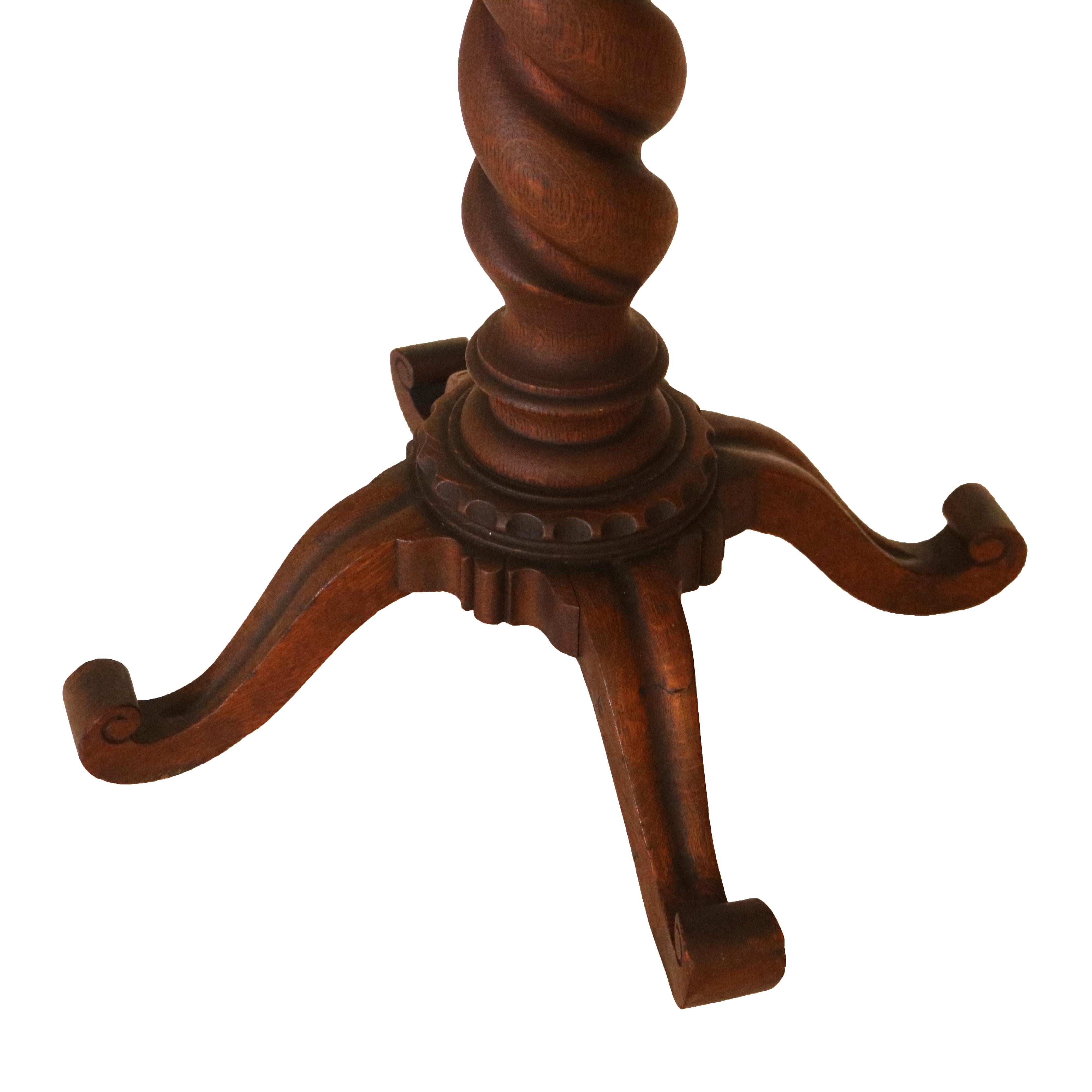 RJ Horner Arts and Crafts Oak Barley Twist Sculpture/Plant Pedestal C1920 6