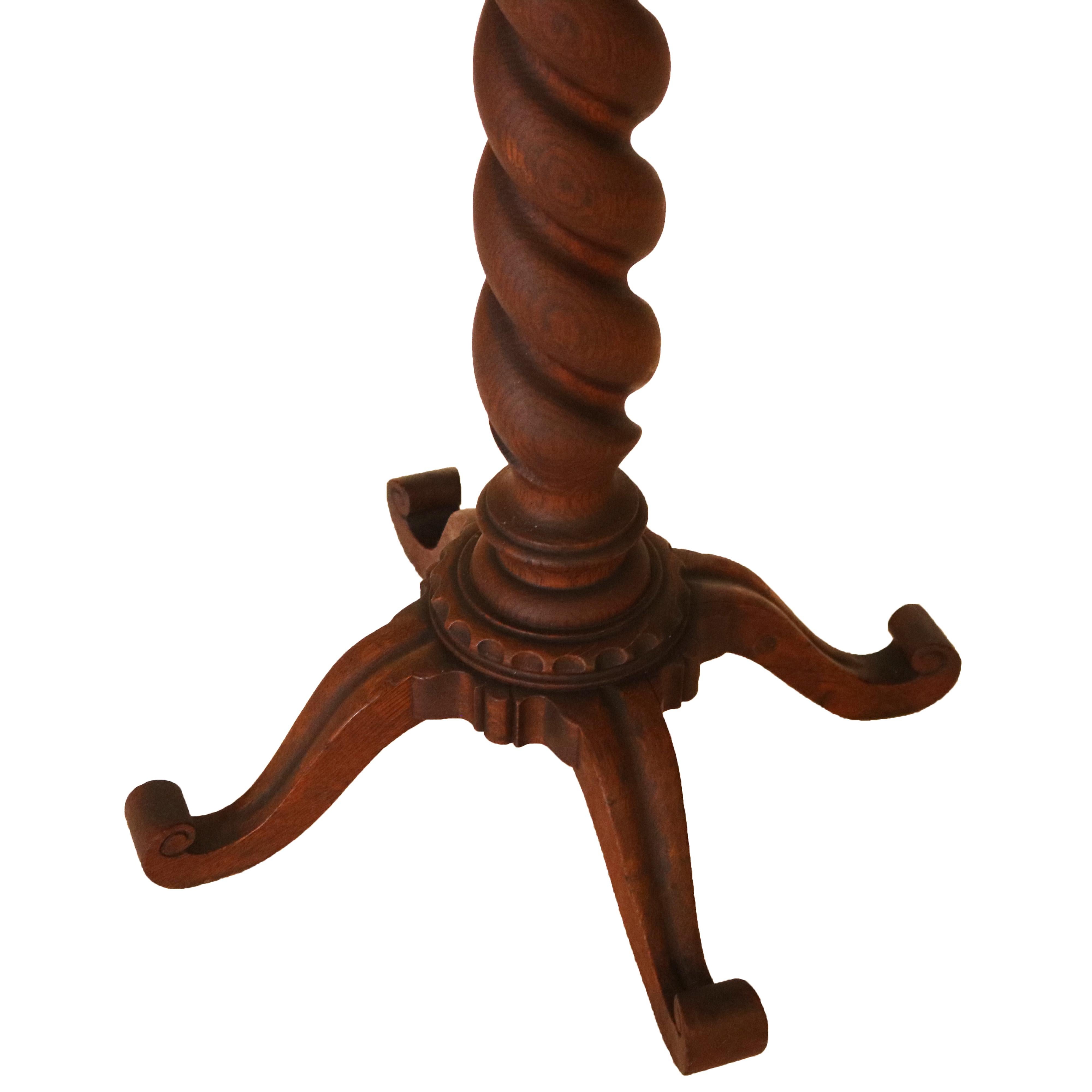RJ Horner Arts and Crafts Oak Barley Twist Sculpture/Plant Pedestal C1920 4