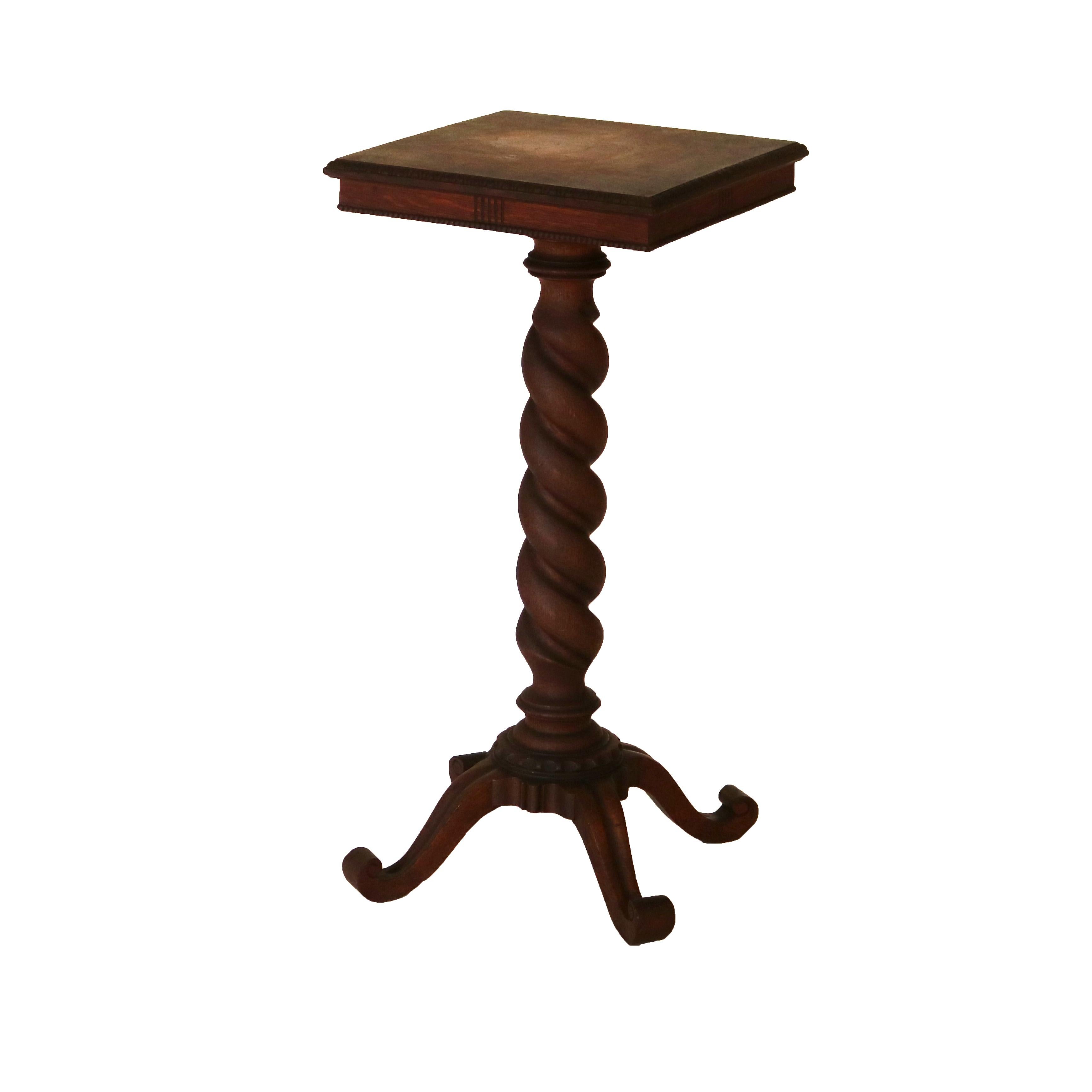 RJ Horner Arts and Crafts Oak Barley Twist Sculpture/Plant Pedestal C1920 5