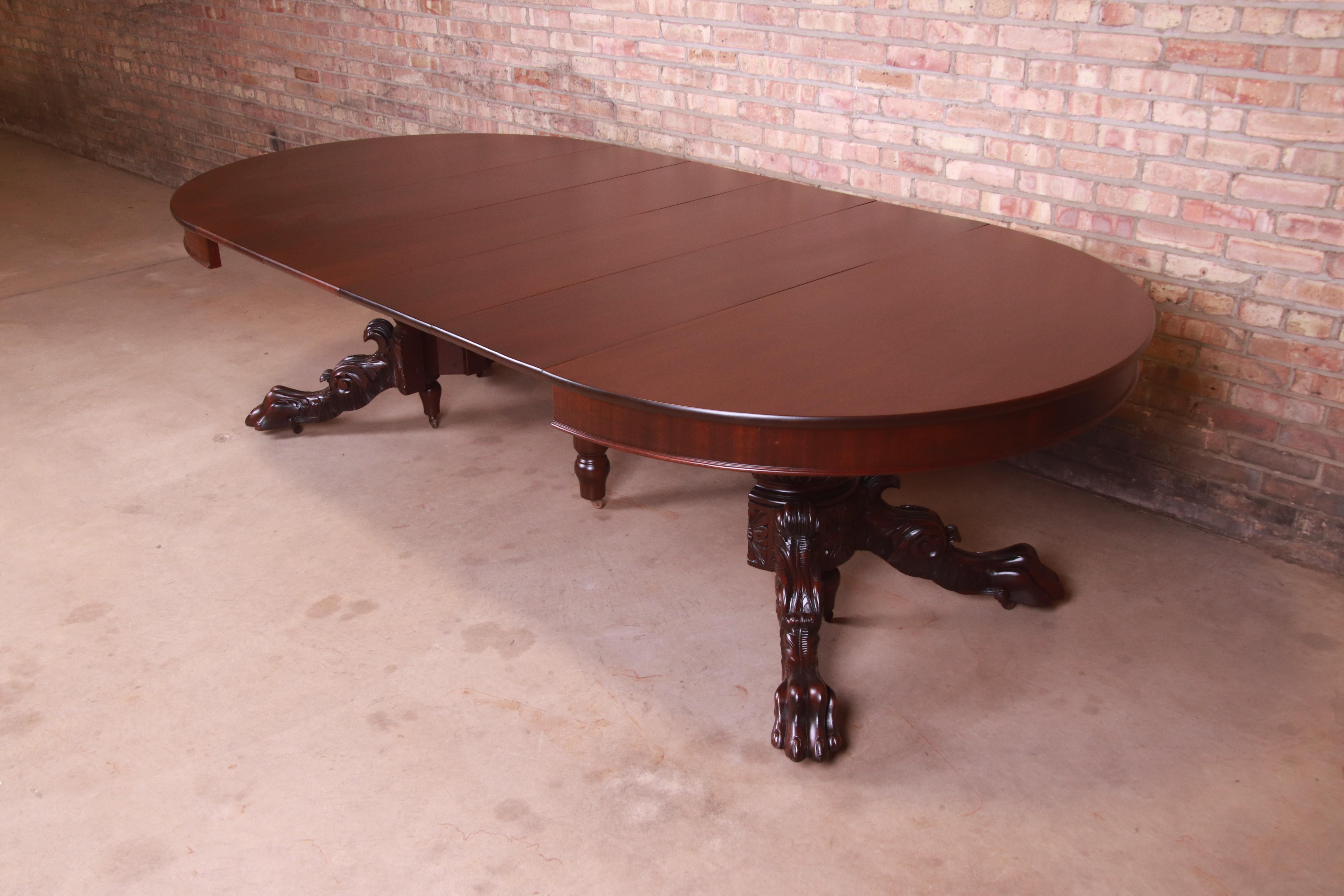R.J. Horner Attributed Antique Ornate Carved Mahogany Extension Dining Table 5