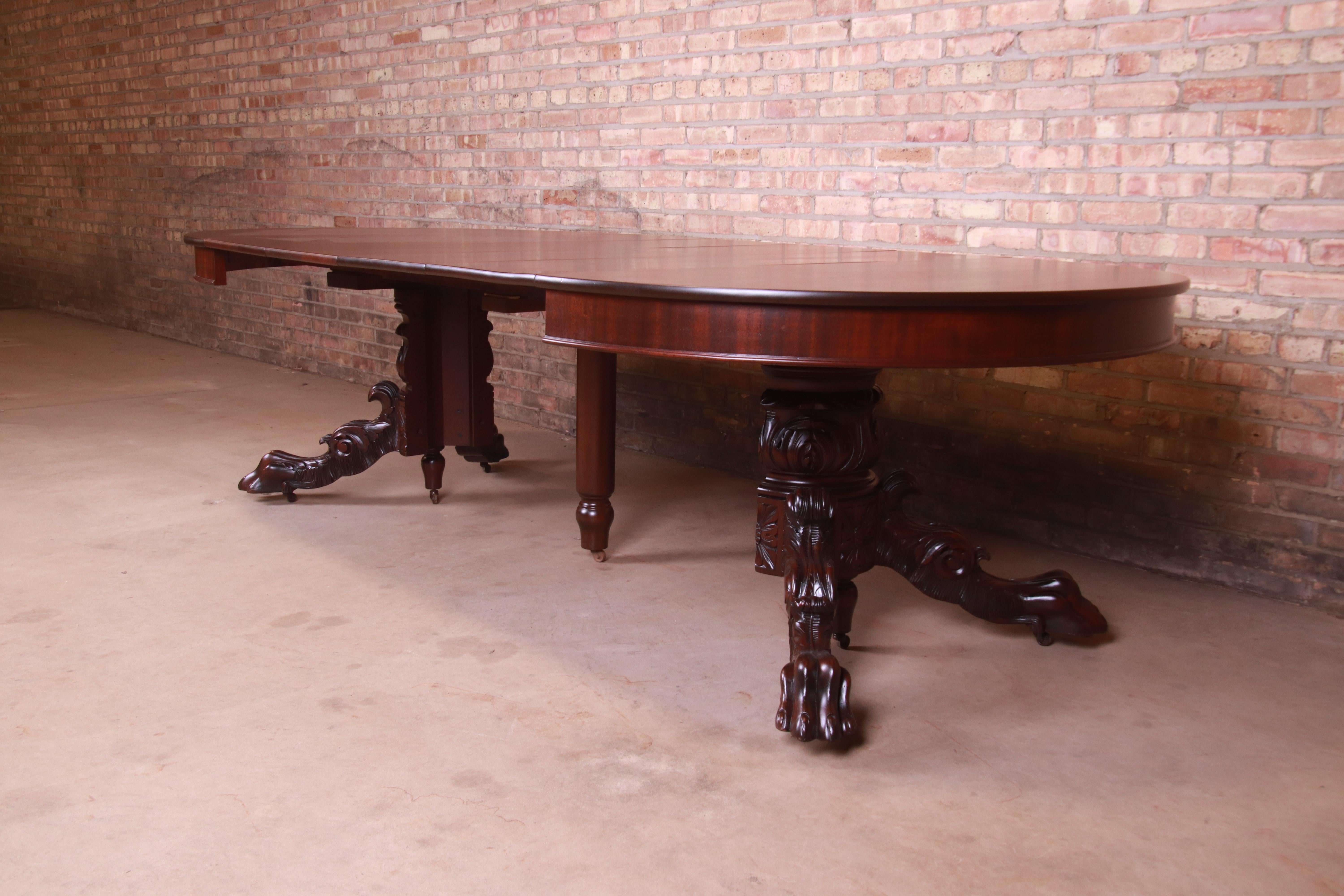 R.J. Horner Attributed Antique Ornate Carved Mahogany Extension Dining Table 6