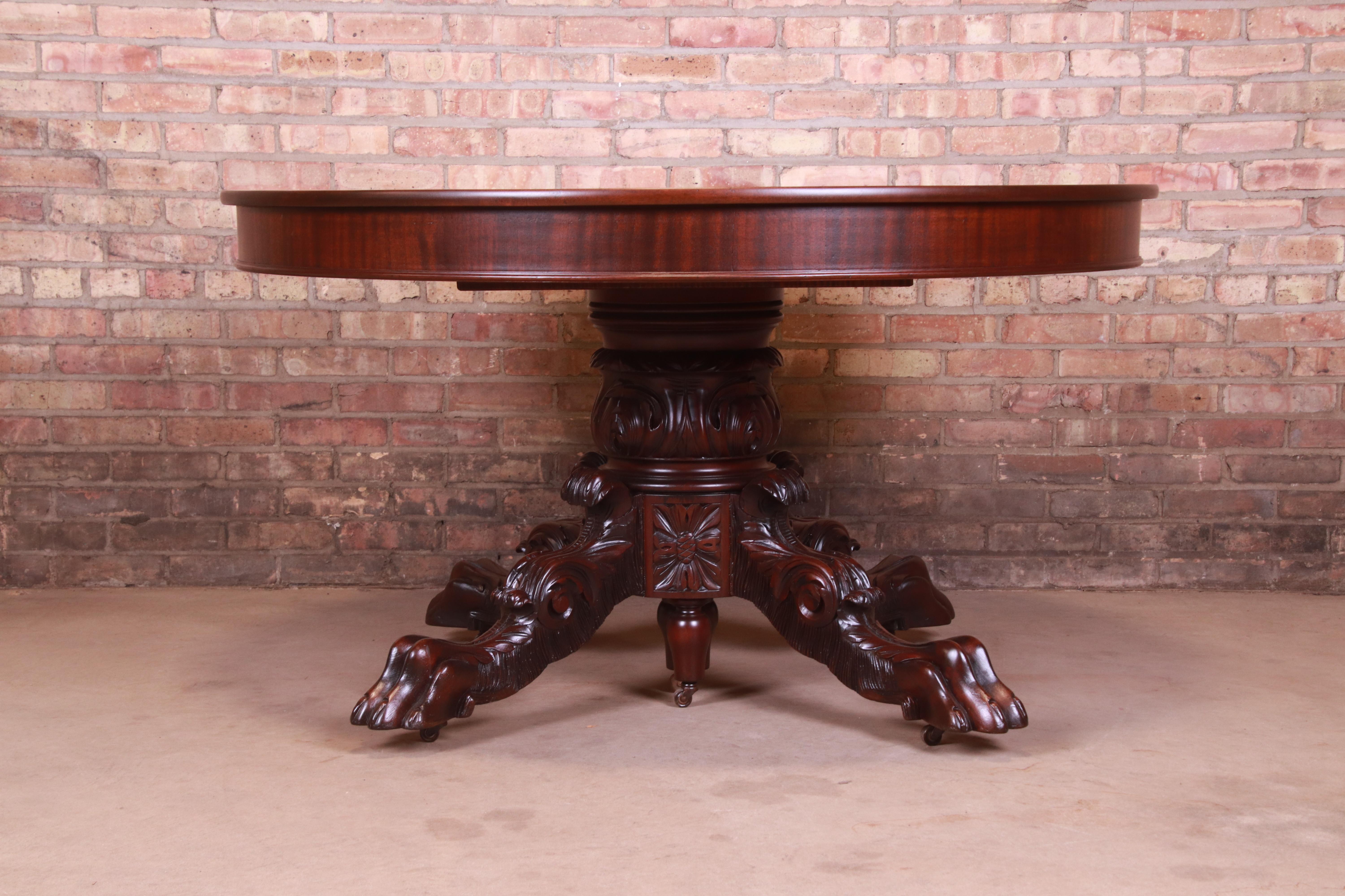 R.J. Horner Attributed Antique Ornate Carved Mahogany Extension Dining Table 11