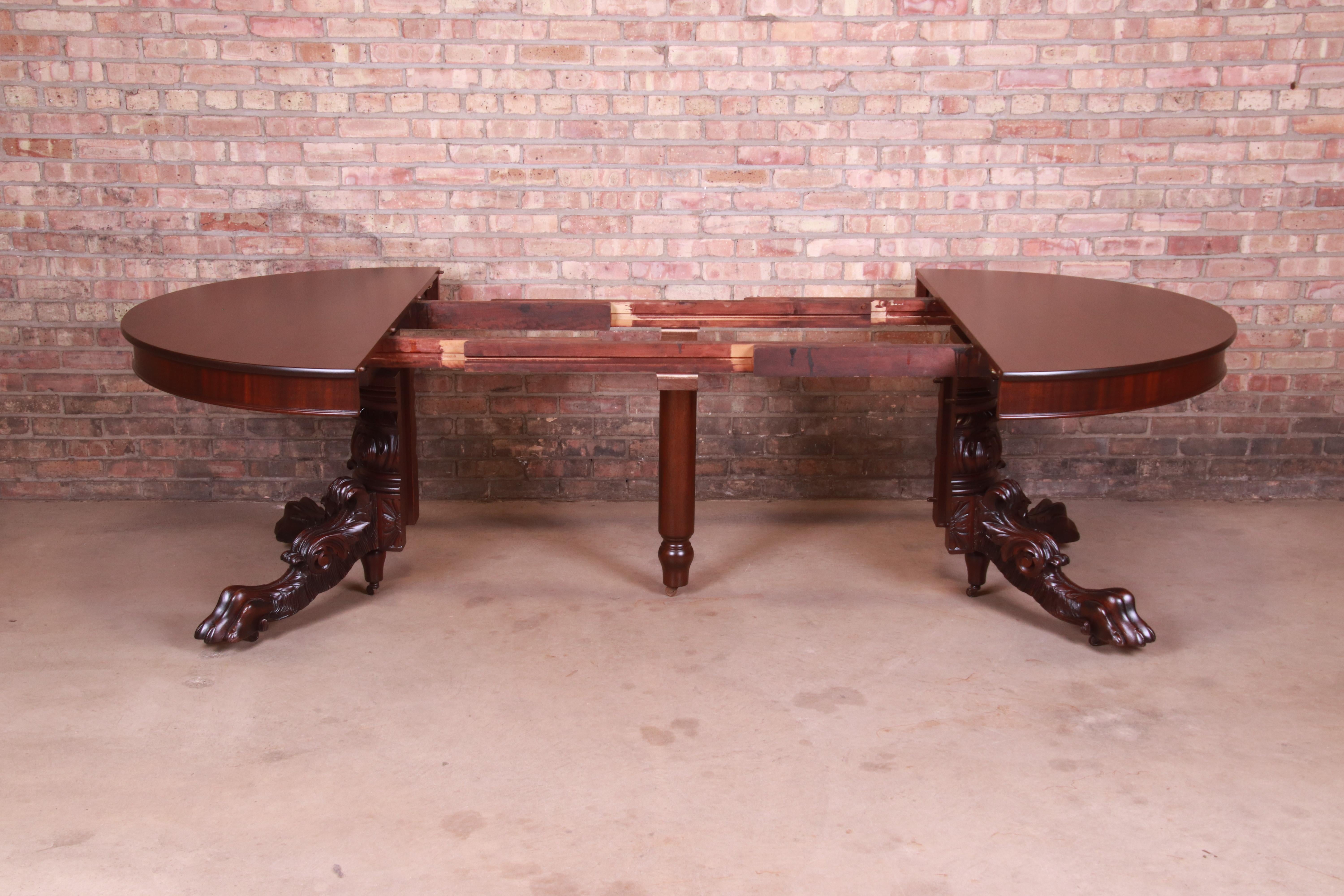 R.J. Horner Attributed Antique Ornate Carved Mahogany Extension Dining Table 2