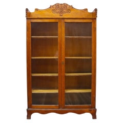 RJ Horner Carved Oak 2-Door Bookcase Unsigned C1920