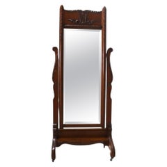 RJ Horner Carved Oak Cheval Dressing Mirror C1920