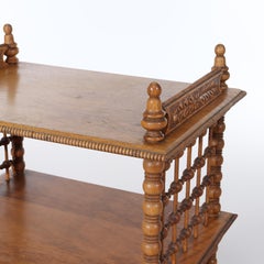 RJ Horner Carved Oak Stick & Ball Book Rack With Claw Feet c1900