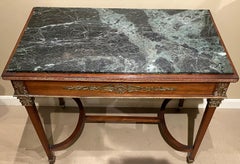 RJ Horner & Co French Marble Top One-Drawer Writing Table with Ormolu