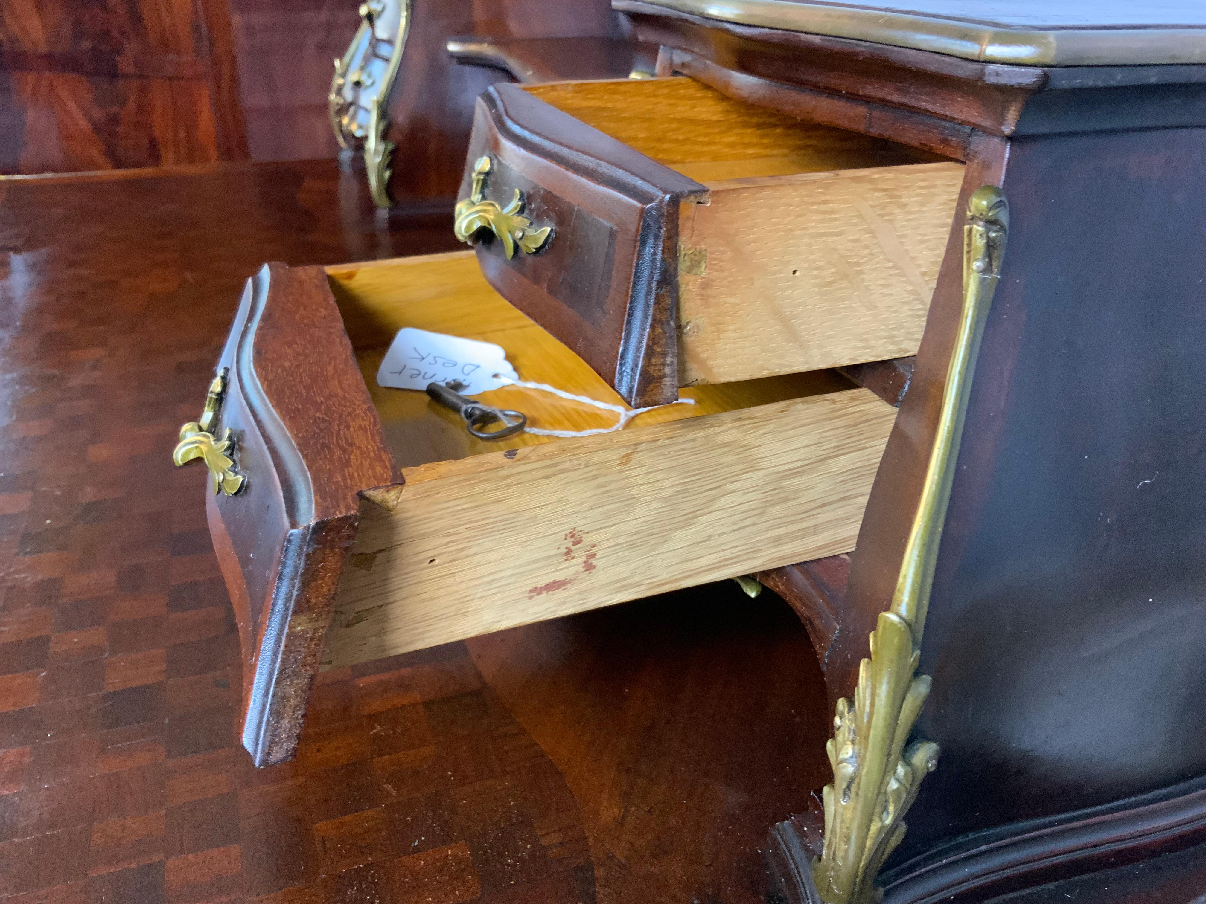 Mahogany R.J. Horner Louis XV1 Style Parquetry Desk