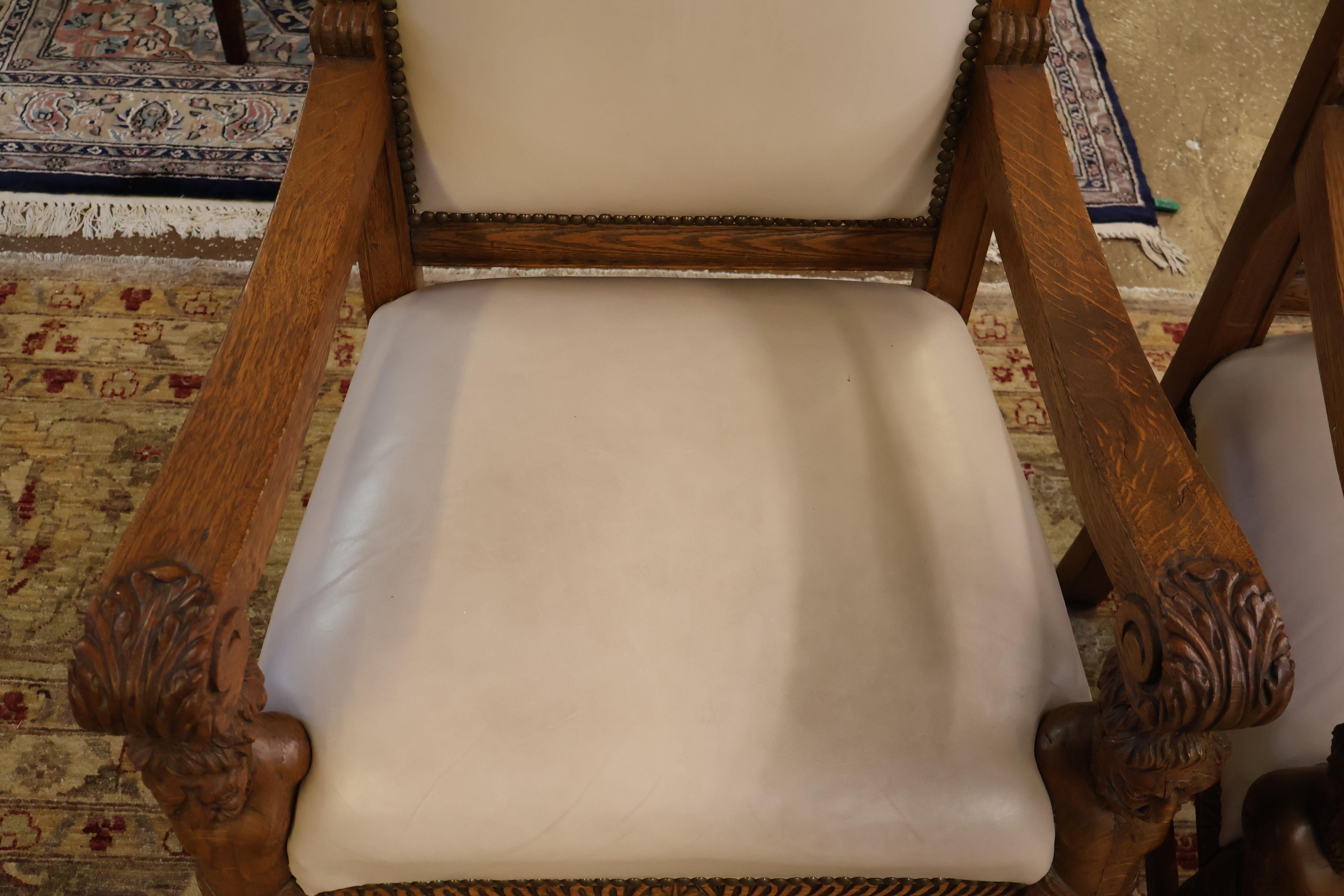 RJ Horner Oak Man Of The Mountain Renaissance Revival Arm Chairs For Sale 11