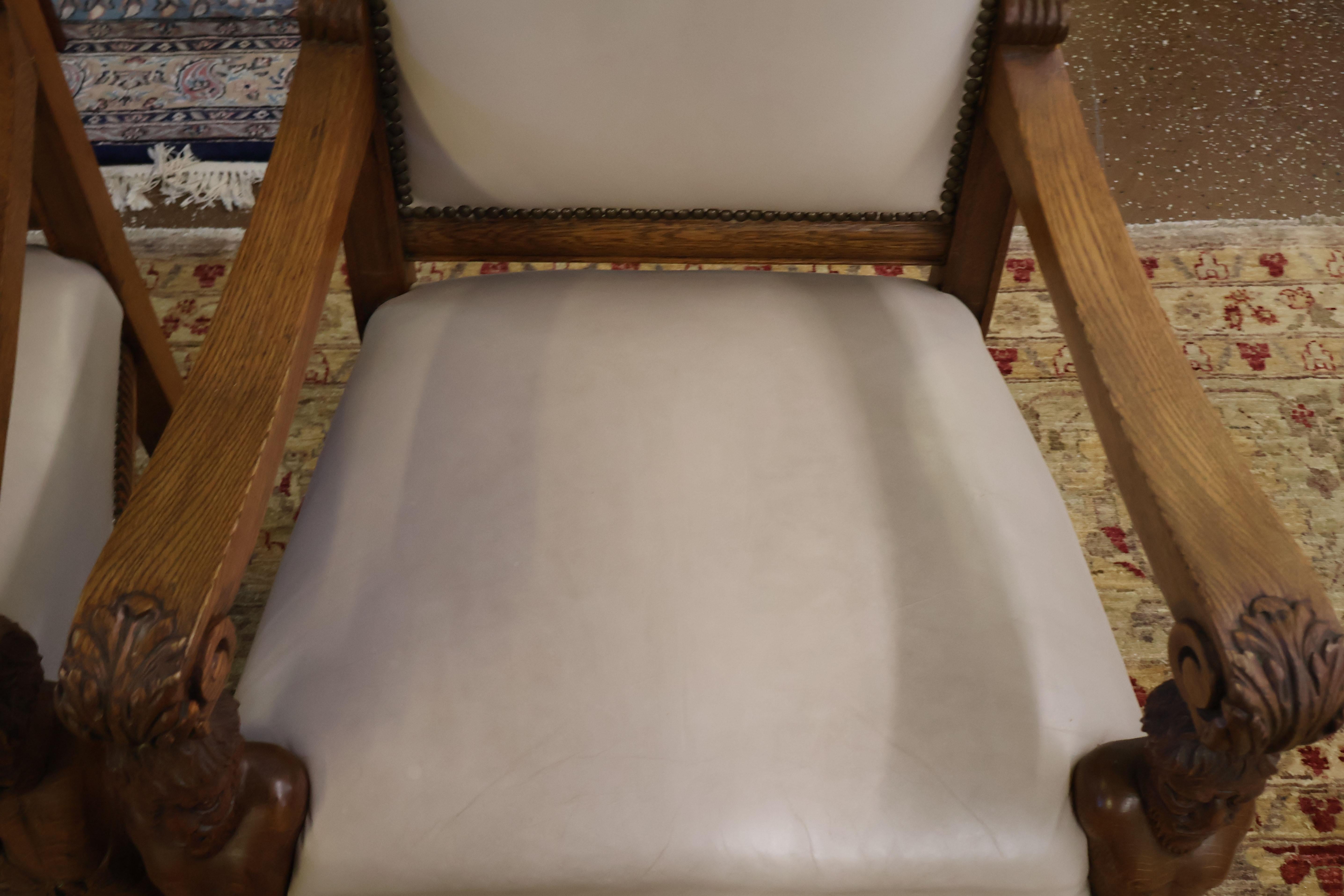 RJ Horner Oak Man Of The Mountain Renaissance Revival Arm Chairs For Sale 12